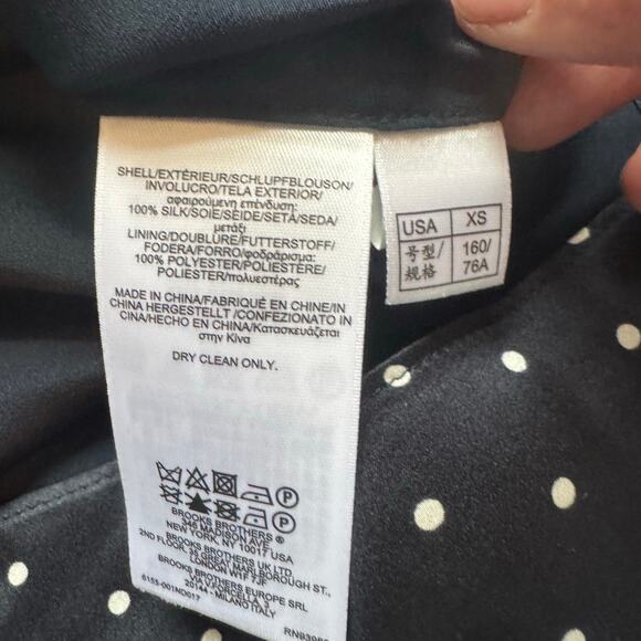 NWT $98 Brooks Brothers Red Fleece Women's Silk Tank Top XS‎ Blue Polka Dot Y2K - Picture 6 of 8